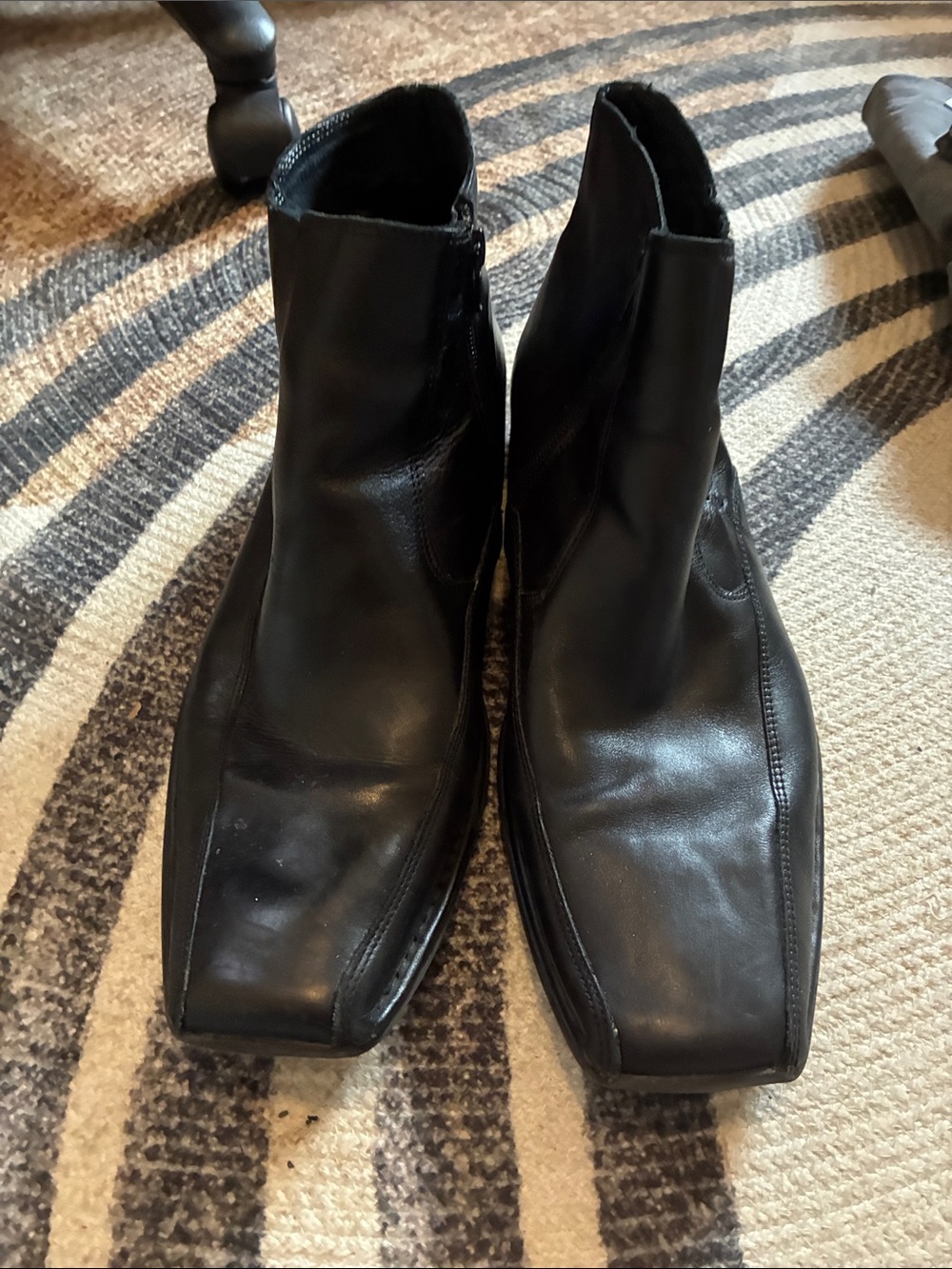 Alfani Men's Black Leather Square-Toe Chelsea Boots